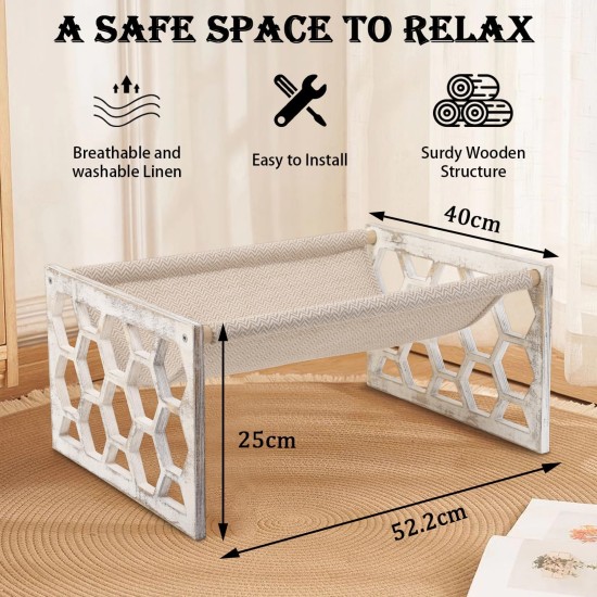FEUFOAM Pet Cat Hammock Wooden Large Cat Hammock Breathable Washable Raised Dog Bed Rustic Vintage Cat Lounger Play Beds Furniture Lightweight Indoor Outdoor FEUFOAM Pet Cat Hammock Wooden Large Cat Hammock Breathable Washable Raised Dog Bed Rustic Vintage Cat Lounger Play Beds Furniture Lightweight Indoor Outdoor