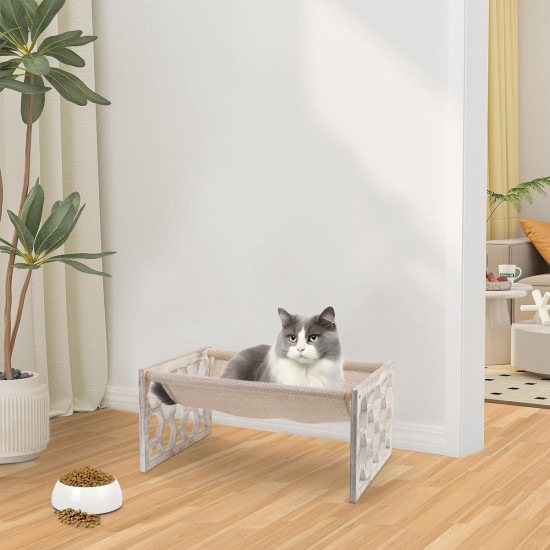 FEUFOAM Pet Cat Hammock Wooden Large Cat Hammock Breathable Washable Raised Dog Bed Rustic Vintage Cat Lounger Play Beds Furniture Lightweight Indoor Outdoor FEUFOAM Pet Cat Hammock Wooden Large Cat Hammock Breathable Washable Raised Dog Bed Rustic Vintage Cat Lounger Play Beds Furniture Lightweight Indoor Outdoor