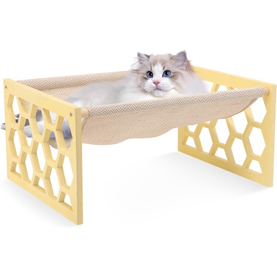 FEUFOAM Pet Cat Hammock Wooden Large Cat Hammock Breathable Washable Raised Dog Bed Rustic Vintage Cat Lounger Play Beds Furniture Lightweight Indoor Outdoor FEUFOAM Pet Cat Hammock Wooden Large Cat Hammock Breathable Washable Raised Dog Bed Rustic Vintage Cat Lounger Play Beds Furniture Lightweight Indoor Outdoor