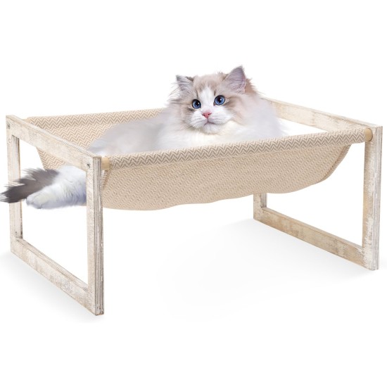 FEUFOAM Pet Cat Hammock Wooden Large Cat Hammock Breathable Washable Raised Dog Bed Rustic Vintage Cat Lounger Play Beds Furniture Lightweight Indoor Outdoor FEUFOAM Pet Cat Hammock Wooden Large Cat Hammock Breathable Washable Raised Dog Bed Rustic Vintage Cat Lounger Play Beds Furniture Lightweight Indoor Outdoor