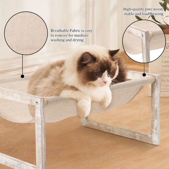 FEUFOAM Pet Cat Hammock Wooden Large Cat Hammock Breathable Washable Raised Dog Bed Rustic Vintage Cat Lounger Play Beds Furniture Lightweight Indoor Outdoor FEUFOAM Pet Cat Hammock Wooden Large Cat Hammock Breathable Washable Raised Dog Bed Rustic Vintage Cat Lounger Play Beds Furniture Lightweight Indoor Outdoor