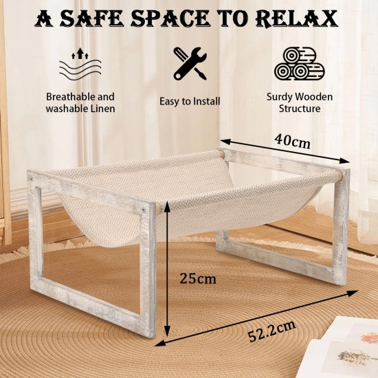 FEUFOAM Pet Cat Hammock Wooden Large Cat Hammock Breathable Washable Raised Dog Bed Rustic Vintage Cat Lounger Play Beds Furniture Lightweight Indoor Outdoor FEUFOAM Pet Cat Hammock Wooden Large Cat Hammock Breathable Washable Raised Dog Bed Rustic Vintage Cat Lounger Play Beds Furniture Lightweight Indoor Outdoor