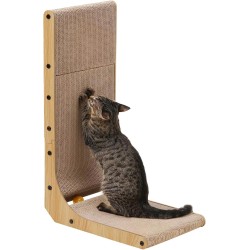 FUKUMARU Cat Scratching Board 68 cm High L Shaped Scratching Board for Cats Durable Cat Scratching Board with Ball Toy Cat Scratching Furniture Made of High-Quality Cardboard for Wall and Corner L FUKUMARU Cat Scratching Board 68 cm High L Shaped Scratching Board for Cats Durable Cat Scratching Board with Ball Toy Cat Scratching Furniture Made of High-Quality Cardboard for Wall and Corner L