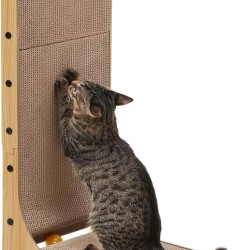 FUKUMARU Cat Scratching Board 68 cm High L Shaped Scratching Board for Cats Durable Cat Scratching Board with Ball Toy Cat Scratching Furniture Made of High-Quality Cardboard for Wall and Corner L FUKUMARU Cat Scratching Board 68 cm High L Shaped Scratching Board for Cats Durable Cat Scratching Board with Ball Toy Cat Scratching Furniture Made of High-Quality Cardboard for Wall and Corner L