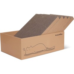 FUKUMARU Cat Scratching Board, Set of 5, Cat Scratching Box with High-Quality Cardboard, Double-Sided Scratching Cardboard for Cats, Durable Cat Furniture, 43.5 x 29.5 x 14 cm, Large FUKUMARU Cat Scratching Board, Set of 5, Cat Scratching Box with High-Quality Cardboard, Double-Sided Scratching Cardboard for Cats, Durable Cat Furniture, 43.5 x 29.5 x 14 cm, Large