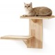 FUKUMARU Climbing Wall Cat, 2 Platform Cat Wall Furniture Made of Solid Rubber Wood, 16 Inch Wall Mounted Cats with Sisal Mat, Wall Shelves for Climbing, Playing, Scratching FUKUMARU Climbing Wall Cat, 2 Platform Cat Wall Furniture Made of Solid Rubber Wood, 16 Inch Wall Mounted Cats with Sisal Mat, Wall Shelves for Climbing, Playing, Scratching