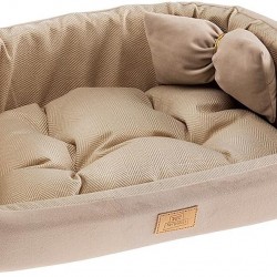Ferplast Harris 50 Padded Dog Bed Cat Bed Washable with Cushion Tweed and Velvet Beige Ferplast Harris 50 Padded Dog Bed Cat Bed Washable with Cushion Tweed and Velvet Beige