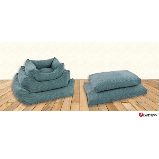 Flamingo Rectangular Velutto Basket Blue - 65 x 50 cm Ideal for French Bulldogs, Dachshunds, Beagles and Cats, Luxury Comfort and Stylish Design Flamingo Rectangular Velutto Basket Blue - 65 x 50 cm Ideal for French Bulldogs, Dachshunds, Beagles and Cats, Luxury Comfort and Stylish Design