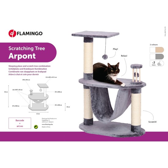 Flamingo Scratching Tree Arpont Grey 62 x 37 x 86 cm Flamingo Scratching Tree Arpont Grey 62 x 37 x 86 cm