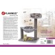Flamingo Wilma Grey Cat Scratching Post - 58 x 33 x 69 cm - Cat Pole - Hammock and Padded Platform - Toy with Bell for More Fun
