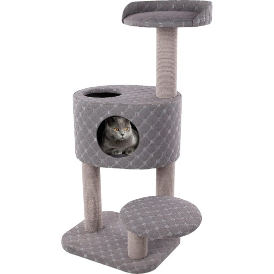 Flamingo Wilma Grey Cat Scratching Post - 58 x 33 x 69 cm - Cat Pole - Hammock and Padded Platform - Toy with Bell for More Fun Flamingo Wilma Grey Cat Scratching Post - 58 x 33 x 69 cm - Cat Pole - Hammock and Padded Platform - Toy with Bell for More Fun