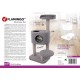 Flamingo Wilma Grey Cat Scratching Post - 58 x 33 x 69 cm - Cat Pole - Hammock and Padded Platform - Toy with Bell for More Fun