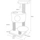 Flamingo Wilma Grey Cat Scratching Post - 58 x 33 x 69 cm - Cat Pole - Hammock and Padded Platform - Toy with Bell for More Fun