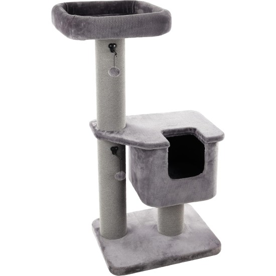 Flamingo Wilma Grey Cat Scratching Post - 58 x 33 x 69 cm - Cat Pole - Hammock and Padded Platform - Toy with Bell for More Fun Flamingo Wilma Grey Cat Scratching Post - 58 x 33 x 69 cm - Cat Pole - Hammock and Padded Platform - Toy with Bell for More Fun