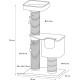 Flamingo Wilma Grey Cat Scratching Post - 58 x 33 x 69 cm - Cat Pole - Hammock and Padded Platform - Toy with Bell for More Fun