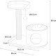 Flamingo Wilma Grey Cat Scratching Post - 58 x 33 x 69 cm - Cat Pole - Hammock and Padded Platform - Toy with Bell for More Fun