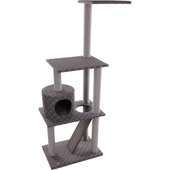 Flamingo Wilma Grey Cat Scratching Post - 58 x 33 x 69 cm - Cat Pole - Hammock and Padded Platform - Toy with Bell for More Fun Flamingo Wilma Grey Cat Scratching Post - 58 x 33 x 69 cm - Cat Pole - Hammock and Padded Platform - Toy with Bell for More Fun