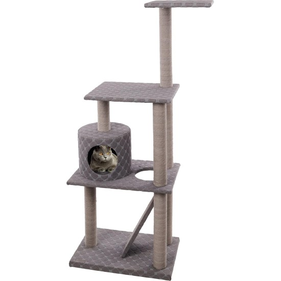 Flamingo Wilma Grey Cat Scratching Post - 58 x 33 x 69 cm - Cat Pole - Hammock and Padded Platform - Toy with Bell for More Fun Flamingo Wilma Grey Cat Scratching Post - 58 x 33 x 69 cm - Cat Pole - Hammock and Padded Platform - Toy with Bell for More Fun
