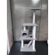 Flamingo Wilma Grey Cat Scratching Post - 58 x 33 x 69 cm - Cat Pole - Hammock and Padded Platform - Toy with Bell for More Fun