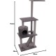Flamingo Wilma Grey Cat Scratching Post - 58 x 33 x 69 cm - Cat Pole - Hammock and Padded Platform - Toy with Bell for More Fun