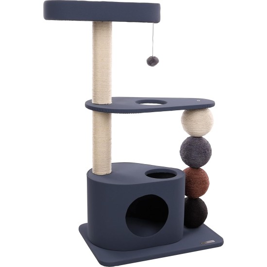 Flamingo Wilma Grey Cat Scratching Post - 58 x 33 x 69 cm - Cat Pole - Hammock and Padded Platform - Toy with Bell for More Fun Flamingo Wilma Grey Cat Scratching Post - 58 x 33 x 69 cm - Cat Pole - Hammock and Padded Platform - Toy with Bell for More Fun