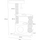 Flamingo Wilma Grey Cat Scratching Post - 58 x 33 x 69 cm - Cat Pole - Hammock and Padded Platform - Toy with Bell for More Fun
