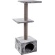 Flamingo Wilma Grey Cat Scratching Post - 58 x 33 x 69 cm - Cat Pole - Hammock and Padded Platform - Toy with Bell for More Fun