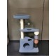 Flamingo Wilma Grey Cat Scratching Post - 58 x 33 x 69 cm - Cat Pole - Hammock and Padded Platform - Toy with Bell for More Fun