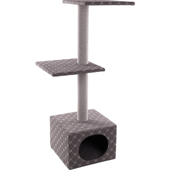Flamingo Wilma Grey Cat Scratching Post - 58 x 33 x 69 cm - Cat Pole - Hammock and Padded Platform - Toy with Bell for More Fun Flamingo Wilma Grey Cat Scratching Post - 58 x 33 x 69 cm - Cat Pole - Hammock and Padded Platform - Toy with Bell for More Fun