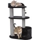 Flamingo Wilma Grey Cat Scratching Post - 58 x 33 x 69 cm - Cat Pole - Hammock and Padded Platform - Toy with Bell for More Fun