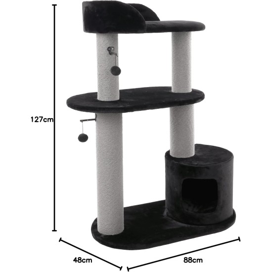 Flamingo Wilma Grey Cat Scratching Post - 58 x 33 x 69 cm - Cat Pole - Hammock and Padded Platform - Toy with Bell for More Fun Flamingo Wilma Grey Cat Scratching Post - 58 x 33 x 69 cm - Cat Pole - Hammock and Padded Platform - Toy with Bell for More Fun