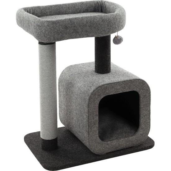 Flamingo Wilma Grey Cat Scratching Post - 58 x 33 x 69 cm - Cat Pole - Hammock and Padded Platform - Toy with Bell for More Fun Flamingo Wilma Grey Cat Scratching Post - 58 x 33 x 69 cm - Cat Pole - Hammock and Padded Platform - Toy with Bell for More Fun