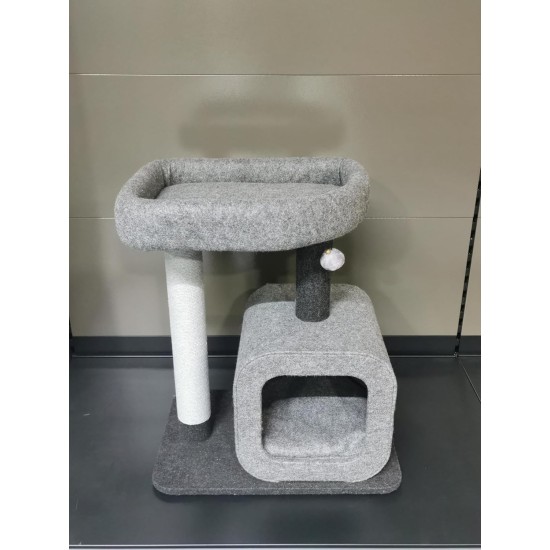 Flamingo Wilma Grey Cat Scratching Post - 58 x 33 x 69 cm - Cat Pole - Hammock and Padded Platform - Toy with Bell for More Fun Flamingo Wilma Grey Cat Scratching Post - 58 x 33 x 69 cm - Cat Pole - Hammock and Padded Platform - Toy with Bell for More Fun