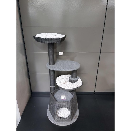 Flamingo Wilma Grey Cat Scratching Post - 58 x 33 x 69 cm - Cat Pole - Hammock and Padded Platform - Toy with Bell for More Fun Flamingo Wilma Grey Cat Scratching Post - 58 x 33 x 69 cm - Cat Pole - Hammock and Padded Platform - Toy with Bell for More Fun