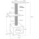 Flamingo Wilma Grey Cat Scratching Post - 58 x 33 x 69 cm - Cat Pole - Hammock and Padded Platform - Toy with Bell for More Fun