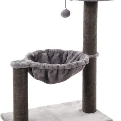 Flamingo Wilma Grey Cat Scratching Post - 58 x 33 x 69 cm - Cat Pole - Hammock and Padded Platform - Toy with Bell for More Fun Flamingo Wilma Grey Cat Scratching Post - 58 x 33 x 69 cm - Cat Pole - Hammock and Padded Platform - Toy with Bell for More Fun