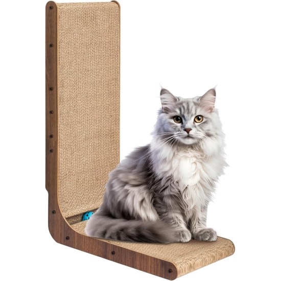 FluffyDream Cat Scratcher with Cat Toy Marble Rack, Built-in Ball, L-shaped Scratcher, Cardboard Lounge Bed, Stable and Durable, Furniture Protection, Reversible FluffyDream Cat Scratcher with Cat Toy Marble Rack, Built-in Ball, L-shaped Scratcher, Cardboard Lounge Bed, Stable and Durable, Furniture Protection, Reversible
