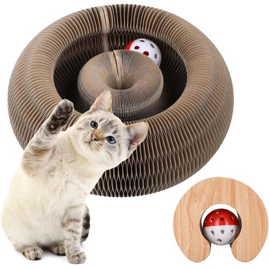 FluffyDream Cat Scratcher with Cat Toy Marble Rack, Built-in Ball, L-shaped Scratcher, Cardboard Lounge Bed, Stable and Durable, Furniture Protection, Reversible FluffyDream Cat Scratcher with Cat Toy Marble Rack, Built-in Ball, L-shaped Scratcher, Cardboard Lounge Bed, Stable and Durable, Furniture Protection, Reversible