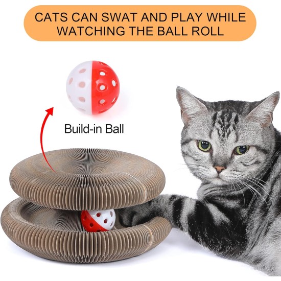 FluffyDream Cat Scratcher with Cat Toy Marble Rack, Built-in Ball, L-shaped Scratcher, Cardboard Lounge Bed, Stable and Durable, Furniture Protection, Reversible FluffyDream Cat Scratcher with Cat Toy Marble Rack, Built-in Ball, L-shaped Scratcher, Cardboard Lounge Bed, Stable and Durable, Furniture Protection, Reversible