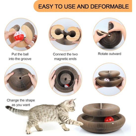 FluffyDream Cat Scratcher with Cat Toy Marble Rack, Built-in Ball, L-shaped Scratcher, Cardboard Lounge Bed, Stable and Durable, Furniture Protection, Reversible FluffyDream Cat Scratcher with Cat Toy Marble Rack, Built-in Ball, L-shaped Scratcher, Cardboard Lounge Bed, Stable and Durable, Furniture Protection, Reversible