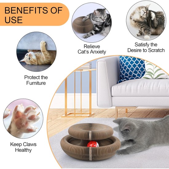 FluffyDream Cat Scratcher with Cat Toy Marble Rack, Built-in Ball, L-shaped Scratcher, Cardboard Lounge Bed, Stable and Durable, Furniture Protection, Reversible FluffyDream Cat Scratcher with Cat Toy Marble Rack, Built-in Ball, L-shaped Scratcher, Cardboard Lounge Bed, Stable and Durable, Furniture Protection, Reversible