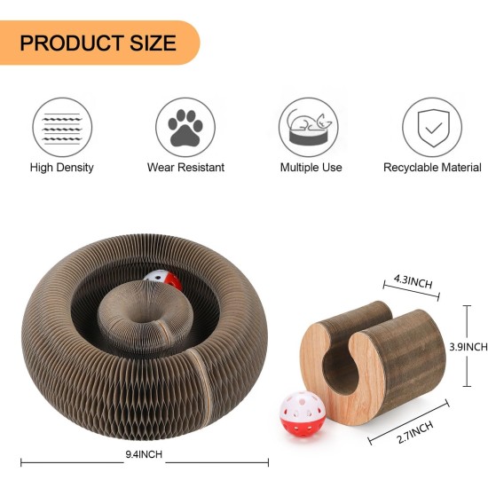 FluffyDream Cat Scratcher with Cat Toy Marble Rack, Built-in Ball, L-shaped Scratcher, Cardboard Lounge Bed, Stable and Durable, Furniture Protection, Reversible FluffyDream Cat Scratcher with Cat Toy Marble Rack, Built-in Ball, L-shaped Scratcher, Cardboard Lounge Bed, Stable and Durable, Furniture Protection, Reversible