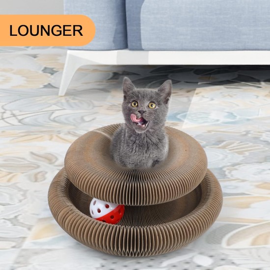 FluffyDream Cat Scratcher with Cat Toy Marble Rack, Built-in Ball, L-shaped Scratcher, Cardboard Lounge Bed, Stable and Durable, Furniture Protection, Reversible FluffyDream Cat Scratcher with Cat Toy Marble Rack, Built-in Ball, L-shaped Scratcher, Cardboard Lounge Bed, Stable and Durable, Furniture Protection, Reversible