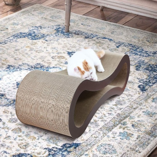 FluffyDream Cat Scratcher with Cat Toy Marble Rack, Built-in Ball, L-shaped Scratcher, Cardboard Lounge Bed, Stable and Durable, Furniture Protection, Reversible FluffyDream Cat Scratcher with Cat Toy Marble Rack, Built-in Ball, L-shaped Scratcher, Cardboard Lounge Bed, Stable and Durable, Furniture Protection, Reversible