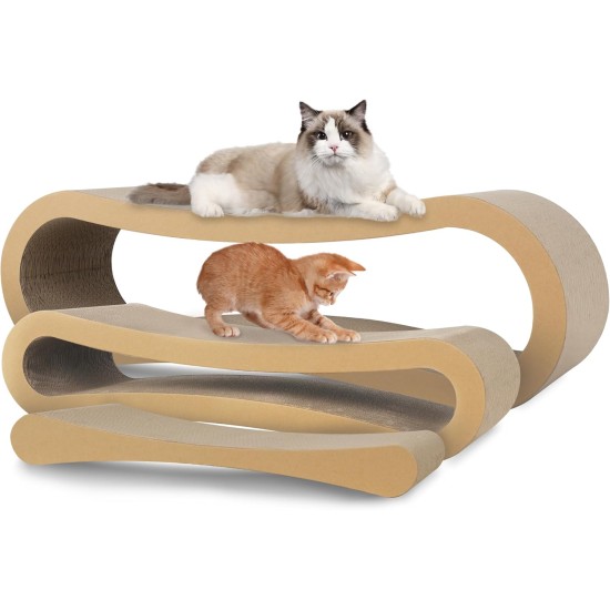 FluffyDream Cat Scratcher with Cat Toy Marble Rack, Built-in Ball, L-shaped Scratcher, Cardboard Lounge Bed, Stable and Durable, Furniture Protection, Reversible FluffyDream Cat Scratcher with Cat Toy Marble Rack, Built-in Ball, L-shaped Scratcher, Cardboard Lounge Bed, Stable and Durable, Furniture Protection, Reversible
