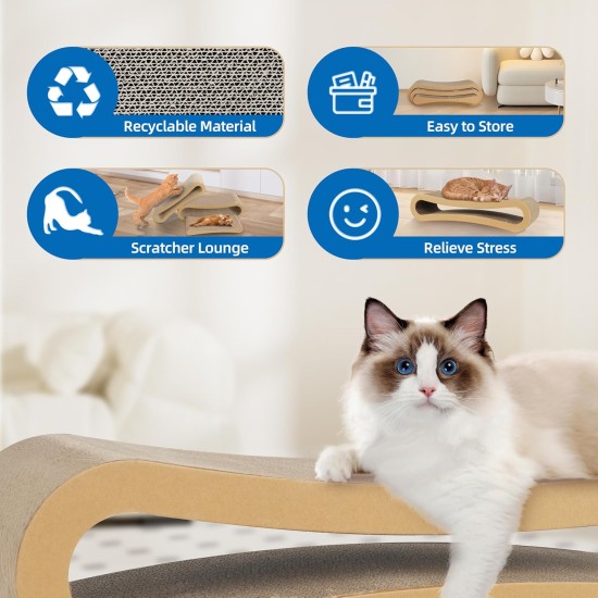 FluffyDream Cat Scratcher with Cat Toy Marble Rack, Built-in Ball, L-shaped Scratcher, Cardboard Lounge Bed, Stable and Durable, Furniture Protection, Reversible FluffyDream Cat Scratcher with Cat Toy Marble Rack, Built-in Ball, L-shaped Scratcher, Cardboard Lounge Bed, Stable and Durable, Furniture Protection, Reversible