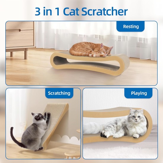 FluffyDream Cat Scratcher with Cat Toy Marble Rack, Built-in Ball, L-shaped Scratcher, Cardboard Lounge Bed, Stable and Durable, Furniture Protection, Reversible FluffyDream Cat Scratcher with Cat Toy Marble Rack, Built-in Ball, L-shaped Scratcher, Cardboard Lounge Bed, Stable and Durable, Furniture Protection, Reversible