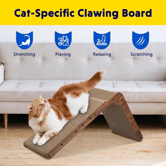 FluffyDream Cat Scratcher with Cat Toy Marble Rack, Built-in Ball, L-shaped Scratcher, Cardboard Lounge Bed, Stable and Durable, Furniture Protection, Reversible FluffyDream Cat Scratcher with Cat Toy Marble Rack, Built-in Ball, L-shaped Scratcher, Cardboard Lounge Bed, Stable and Durable, Furniture Protection, Reversible