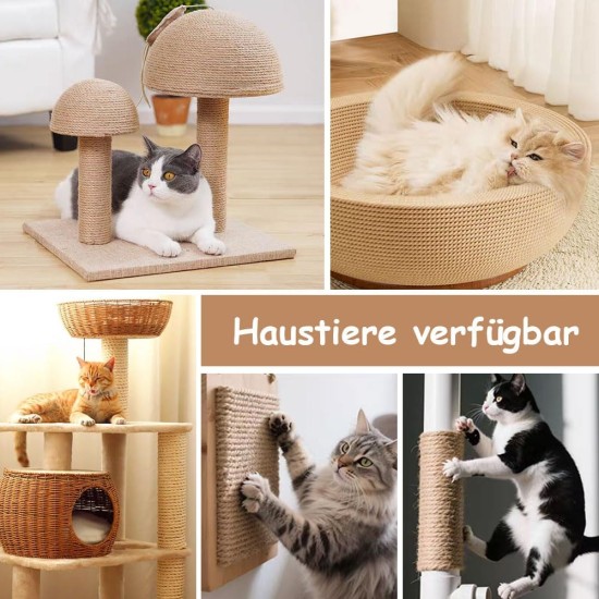 Fosoloni Sisal Rope for Scratching Post, 9 mm x 30 m, Natural Sisal Rope, Sisal Cat Tree Cord Including 3 Cat Toys, Scratching Post Sisal Rope for Cats, Scratching Post, Scratching Rope, Household Fosoloni Sisal Rope for Scratching Post, 9 mm x 30 m, Natural Sisal Rope, Sisal Cat Tree Cord Including 3 Cat Toys, Scratching Post Sisal Rope for Cats, Scratching Post, Scratching Rope, Household