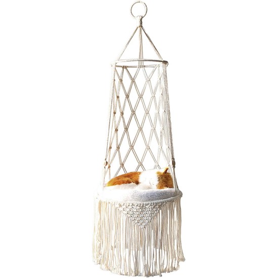 Fringe Hammock, Cat Nest, Simple Handwoven Cat Nest, Hammock, Basket, Pet Hanging Basket, Dog Cat Hanging Basket, Swing Net Bag (W 30 cm) Fringe Hammock, Cat Nest, Simple Handwoven Cat Nest, Hammock, Basket, Pet Hanging Basket, Dog Cat Hanging Basket, Swing Net Bag (W 30 cm)